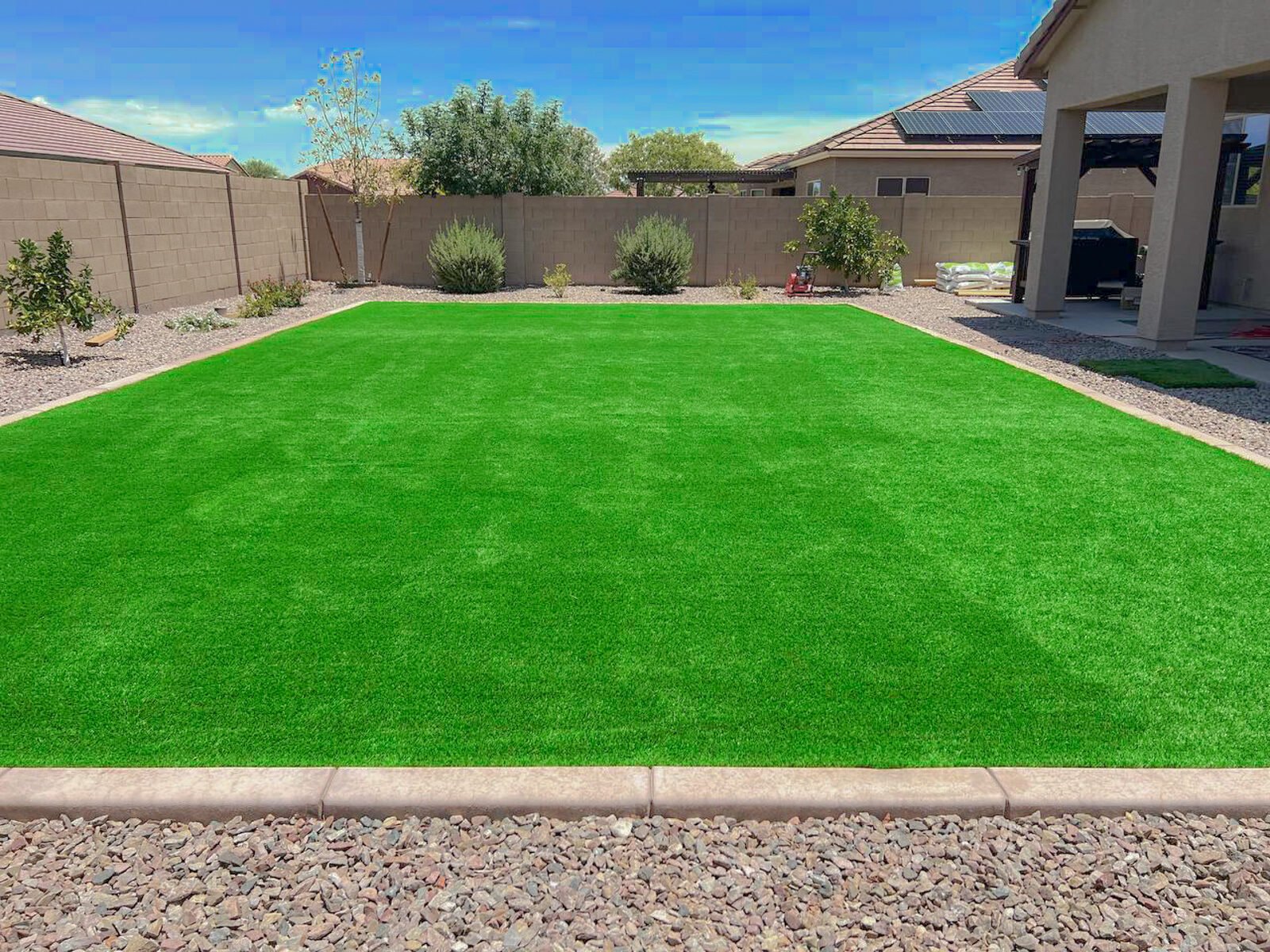 Artificial Grass in the backyard of a residential home