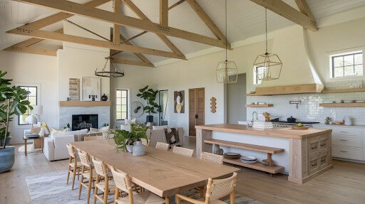 Open floor room with light hardwood floors